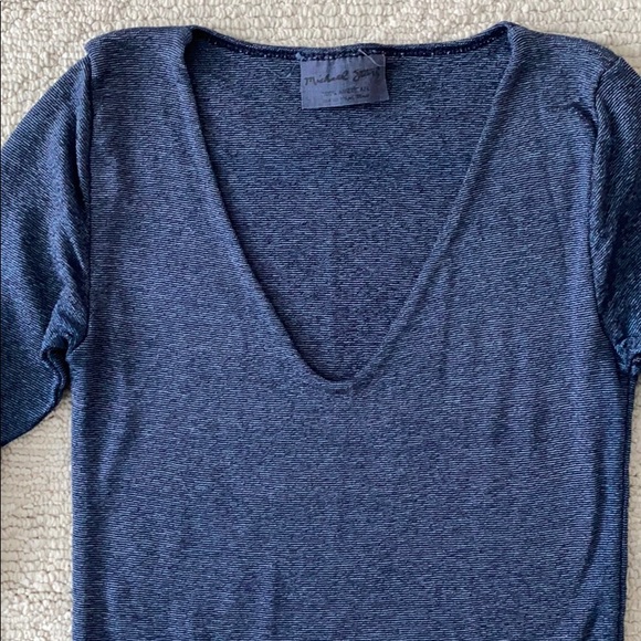 Michael stars 3/4 sleeve v-neck shirt one size - Picture 2 of 4